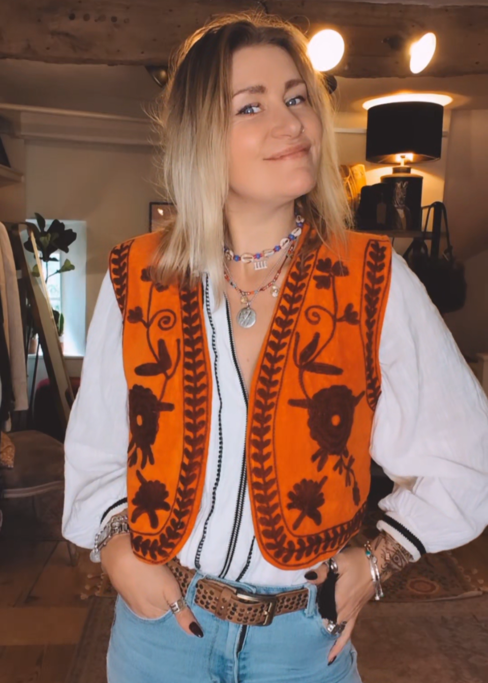 Stevie Gilet (Tangerine & Burgundy)