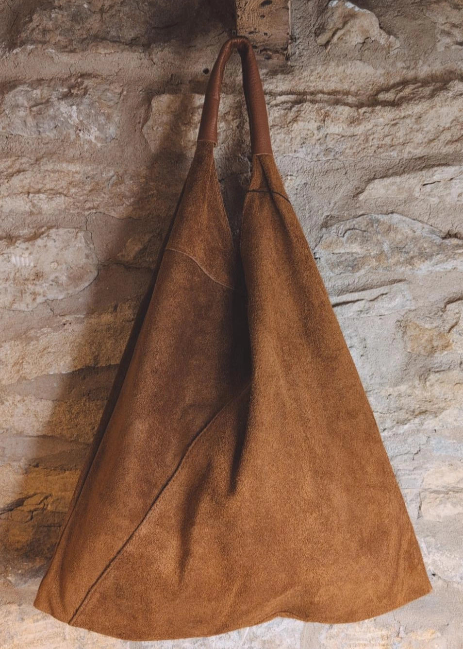 Tan Suede Slouch Bag