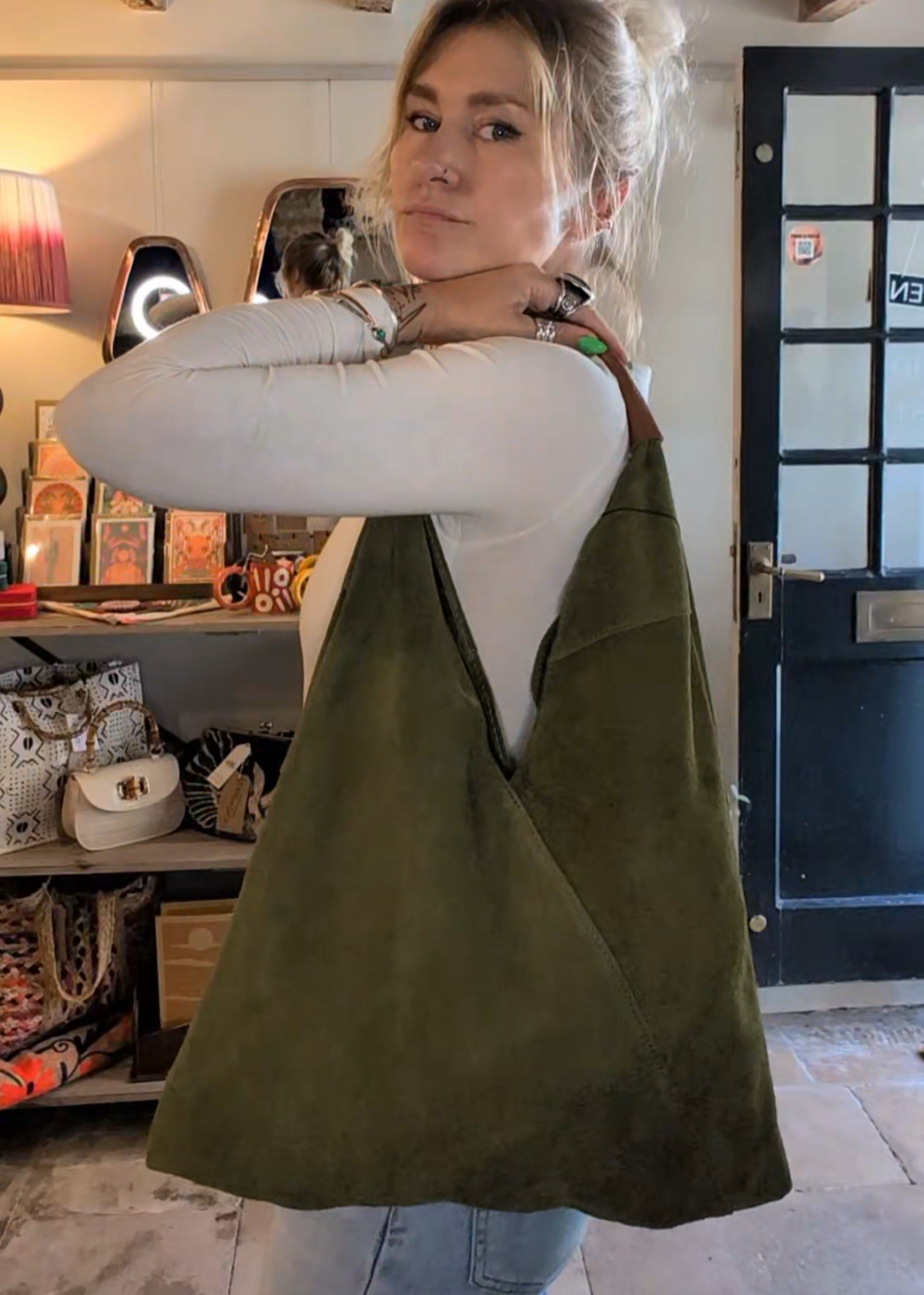 Olive Green Slouch Bag