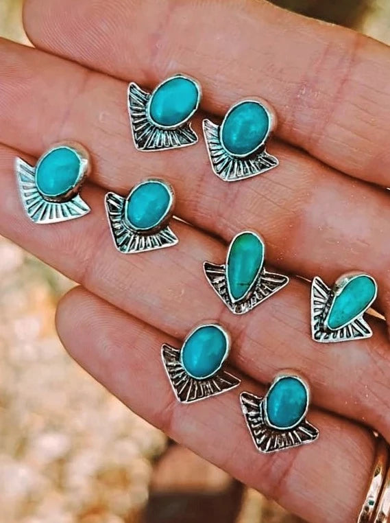 Aztec Turquoise Ear Studs