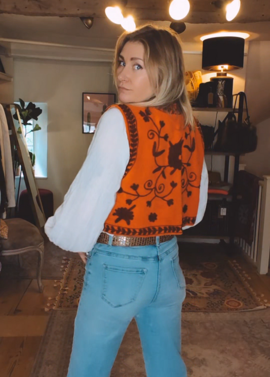 Stevie Gilet (Tangerine & Burgundy)