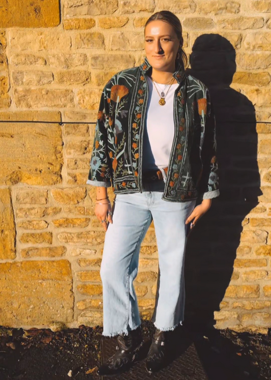 Gloria Velvet Jacket - Emerald Green