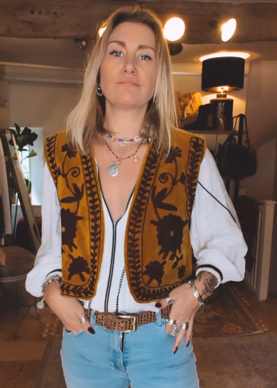 Stevie Gilet (Mustard & Burgundy)