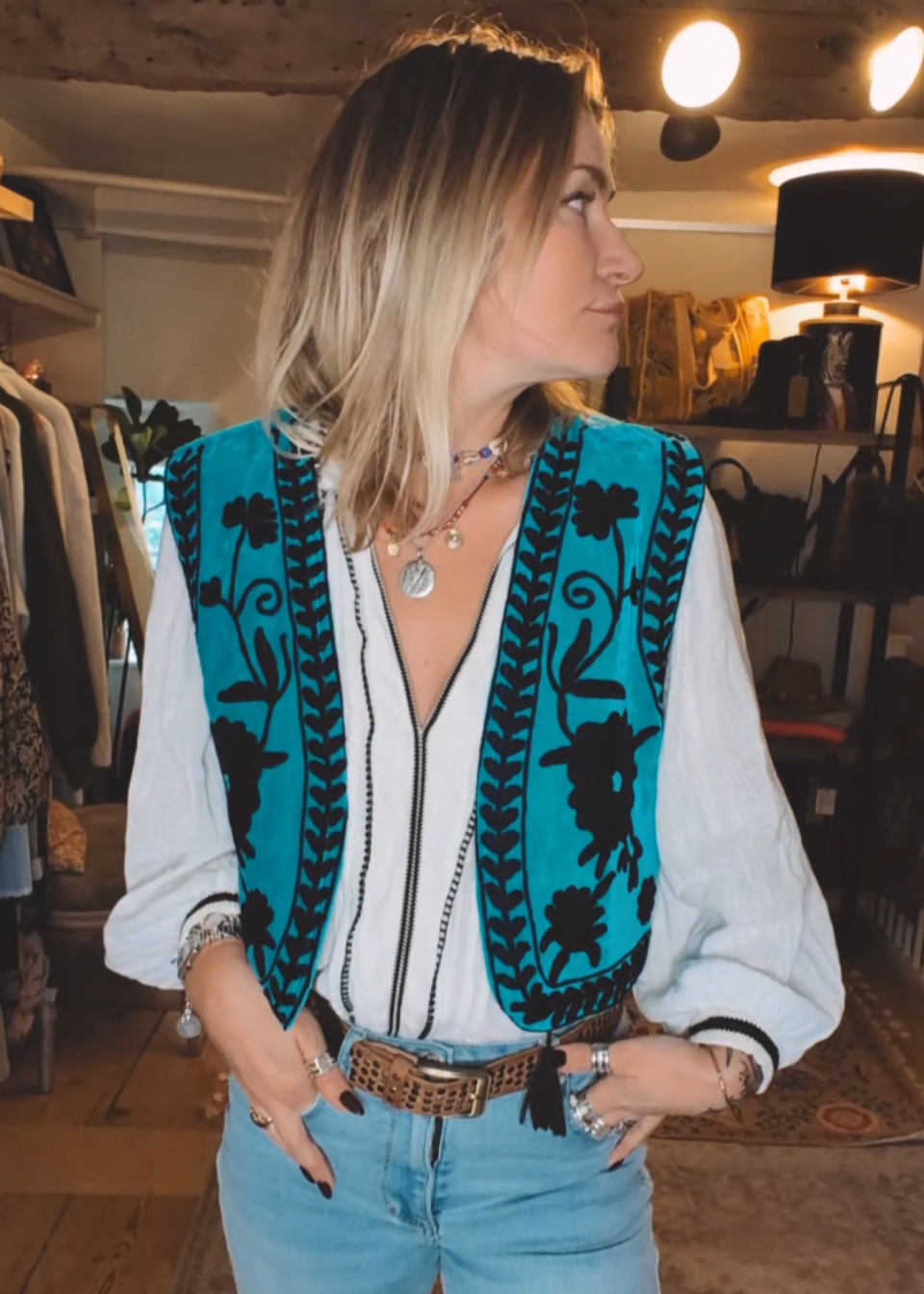 Stevie Gilet (Turquoise & Navy)