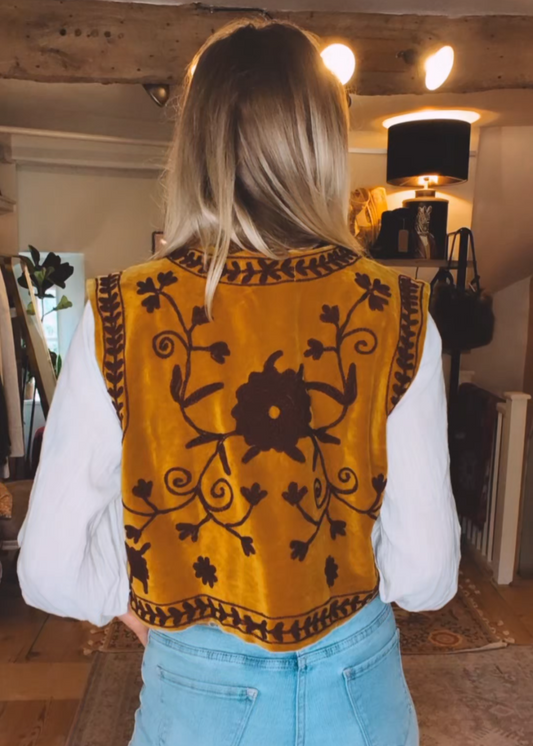 Stevie Gilet (Mustard & Burgundy)