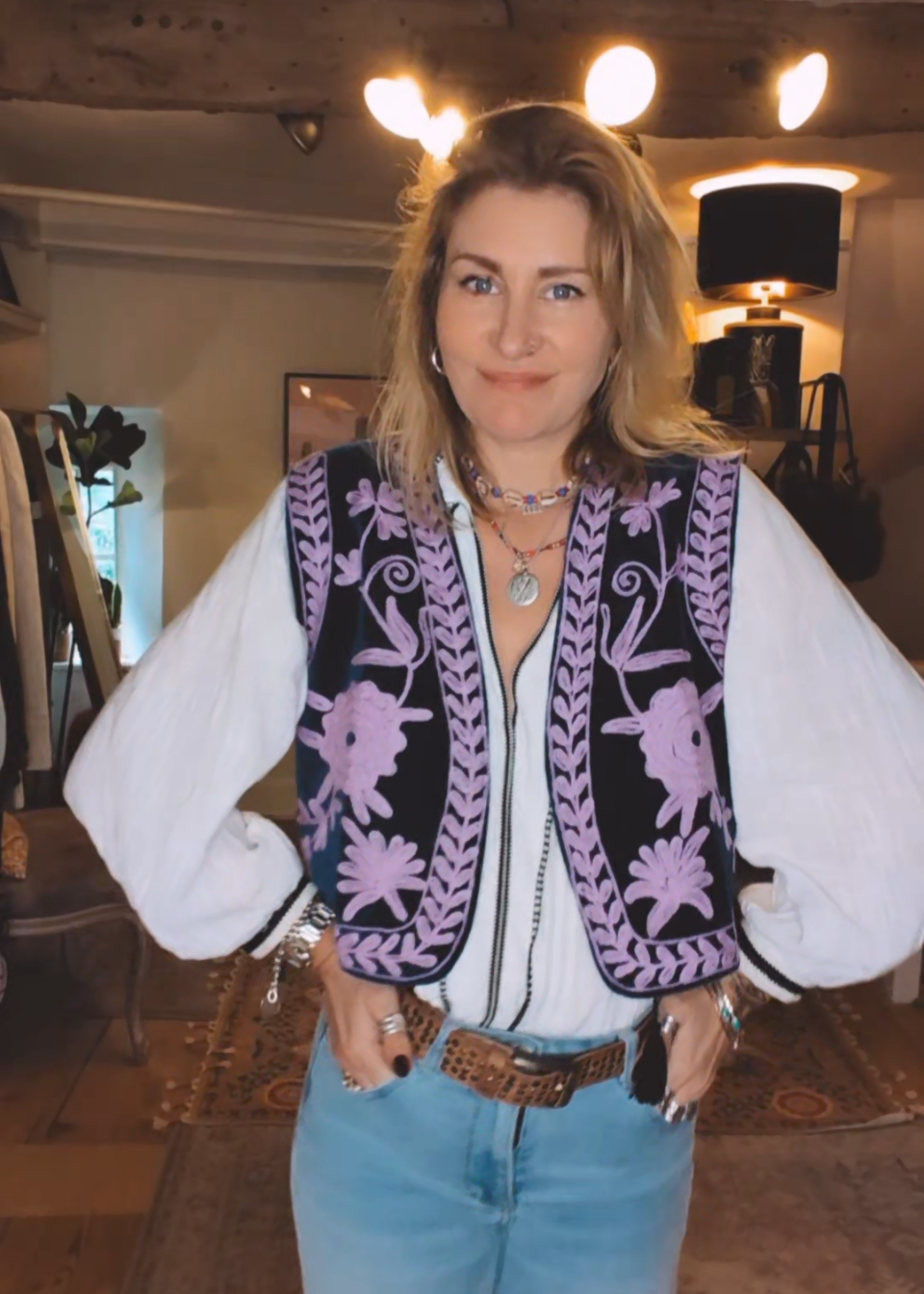 Stevie Gilet (Navy & Lilac)