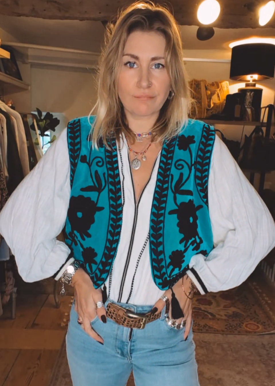 Stevie Gilet (Turquoise & Navy)