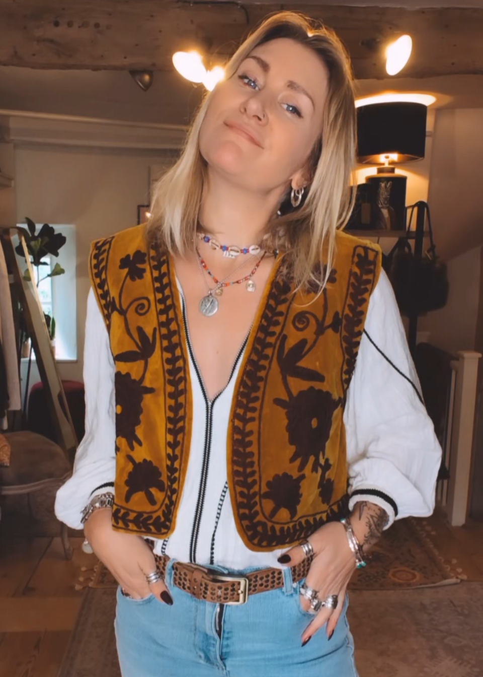 Stevie Gilet (Mustard & Burgundy)